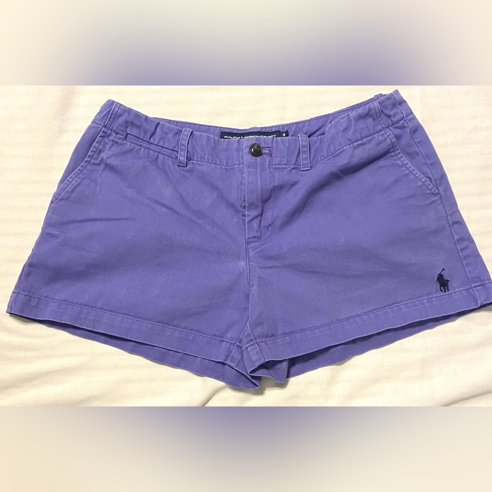 Ralph Lauren Sport Polo Womens Shorts Sz 4 Purple Inseam 3” Cotton Pony Logo